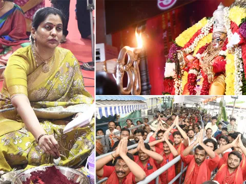 Dussehra 2025 : Devotees Rush at Kanaka Durga Temple Vijayawada