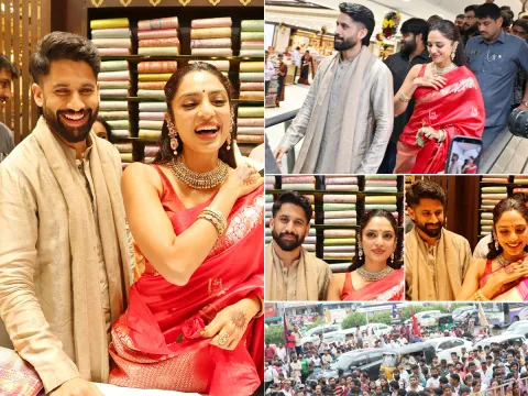 Naga Chaitanya Sobitha Dhulipala grand Shopping Mall opening Photos