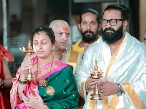 Rishab Shetty And wife visit Kollur Mookambika Temple Photos