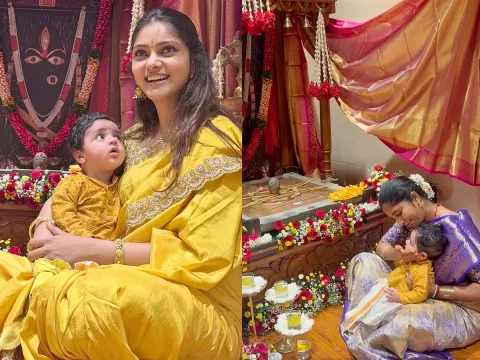 Actor Kiran Abbavaram wife Rahasya Gorak Dussehra Celebrations With Son Photos