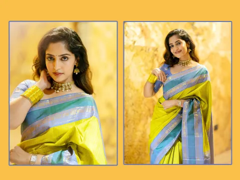 Coolie movie beauty reba monica john looks amazing in traditional saree photos