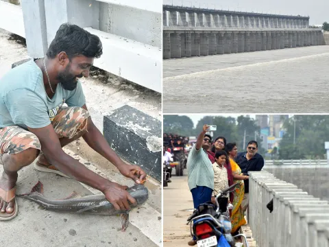 Huge Water Flow In Penna River Nellore barrage