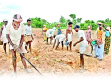 ఉపాధి పనులు చేస్తున్న కూలీలు - Sakshi