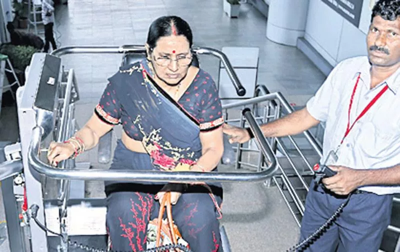 Wheelchair lift at the Shamshabad airport