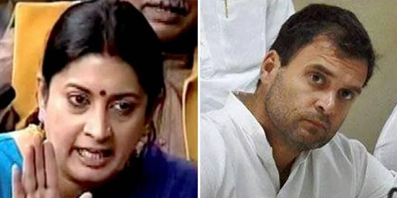 Smriti Irani slams Rahul Gandhi on his Global Hunger Index 'couplet' - Sakshi