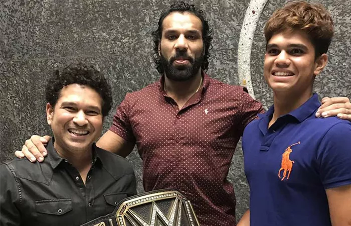 WWE Wrestler Jinder Mahal met Sachin and his son