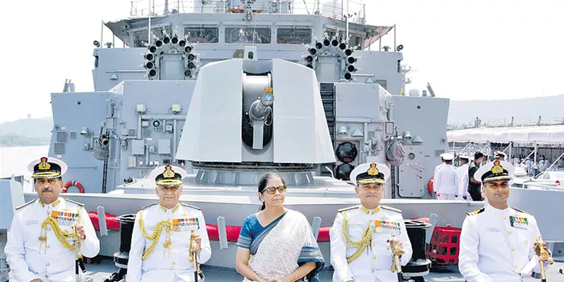 Defense Nirmala Sitharaman Dedicates INS Kilton To Country  - Sakshi