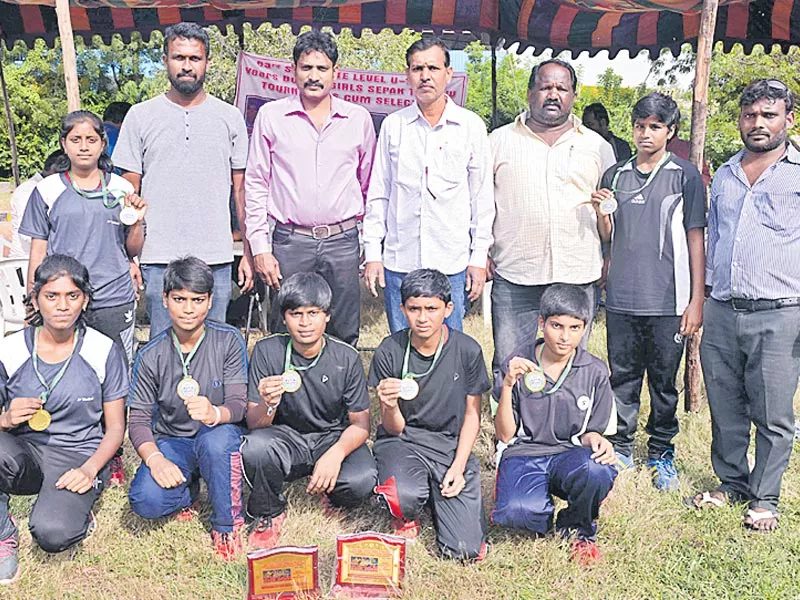 rangareddy got two tiles in women sepak takraw