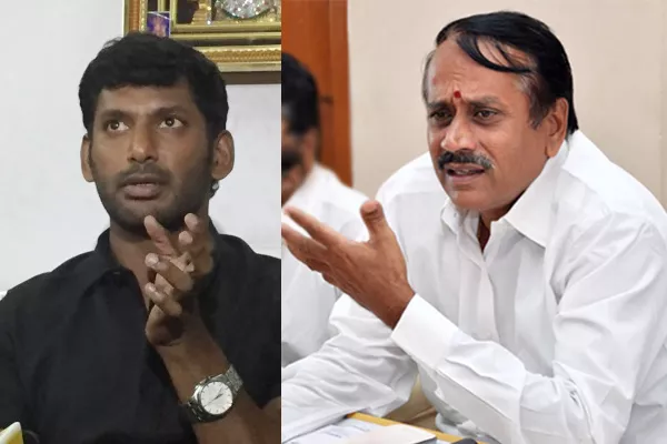 Vishal Fire on BJP Leader Raja - Sakshi