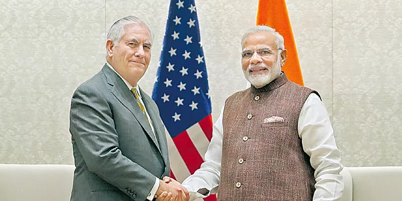 Live US Secretary of State Rex Tillerson PM Modi Sushma Swaraj Strategic partnership in South Asia - Sakshi