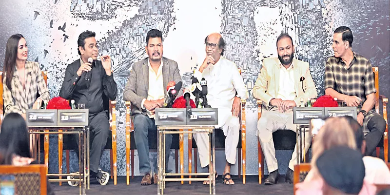 Revelations from 2.0 press meet: Why Rajinikanth is so simple and Akshay Kumar's role - Sakshi