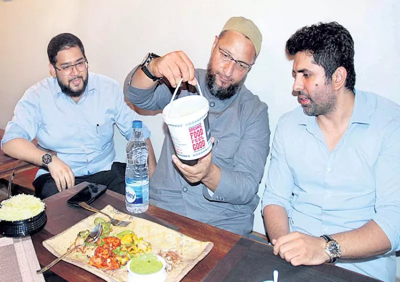 asaduddin owaisi opens new restaurant in banjara hills