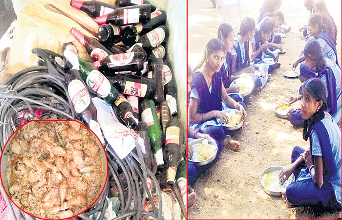 students served water rasam and teachers have chicken biryani