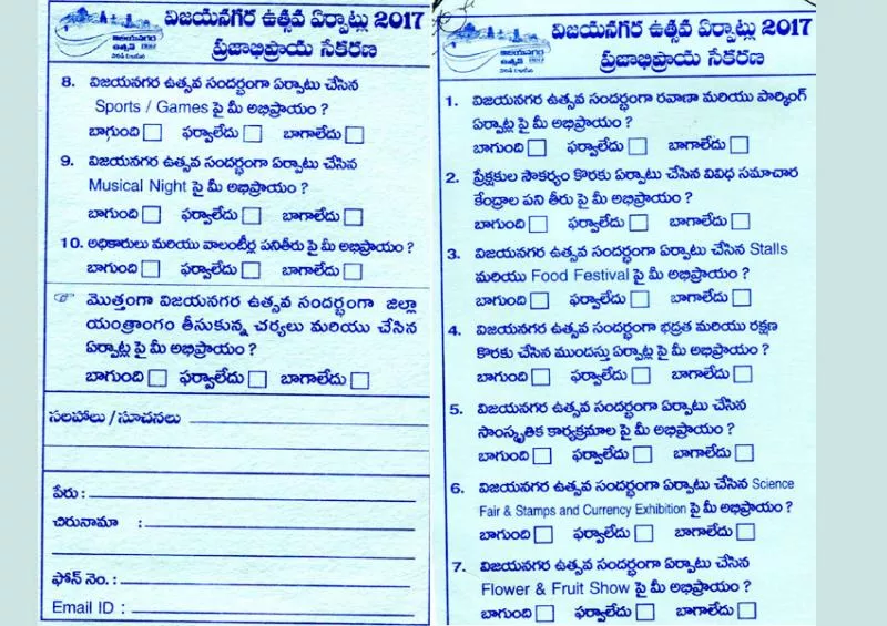 feed back coupons in vizianagaram fest - Sakshi