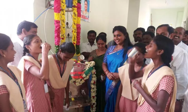 MLA RK Roja Water plant opeing at Nagari College   - Sakshi