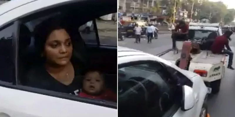 Mumbai Cop Tows Car With Woman Breastfeeding 7-month-old Baby Inside - Sakshi