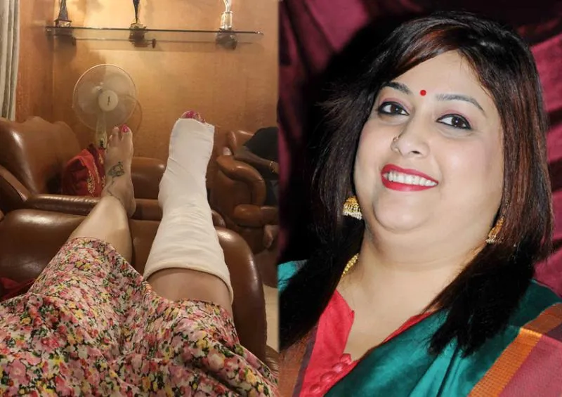 HHeroine Rakshitha Leg Injured Photos Viral in Social Media - Sakshi