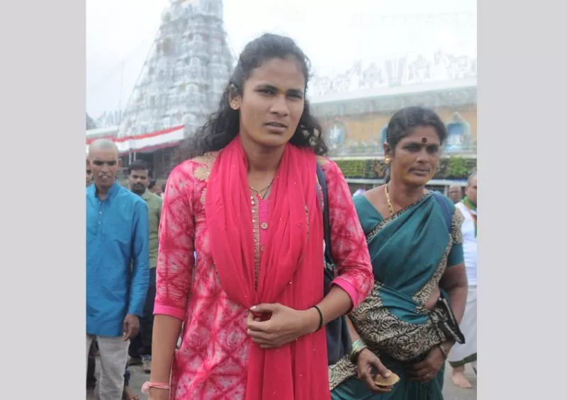 Hockey Goal Keeper Rajani in Thirumala - Sakshi