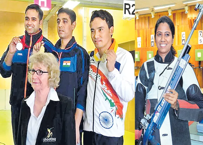 Two golden Indian shooters - Sakshi