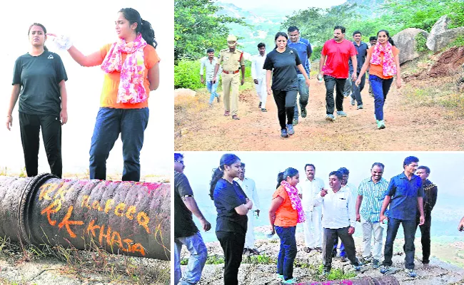 wanaparthy collector trecking at Khilla Ghanpur fort - Sakshi