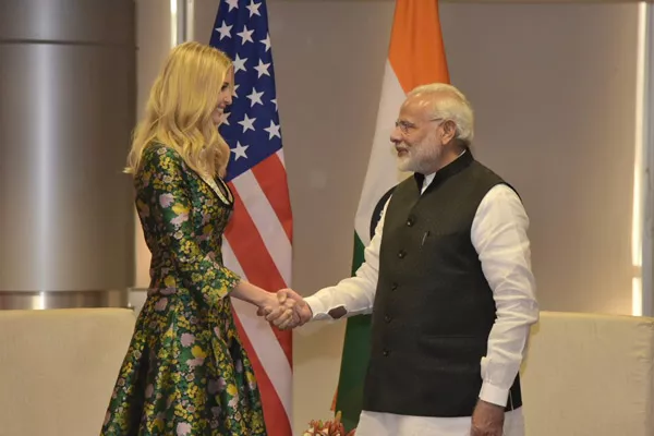 GES 2017 Modi Ivanka Meet with Officials - Sakshi