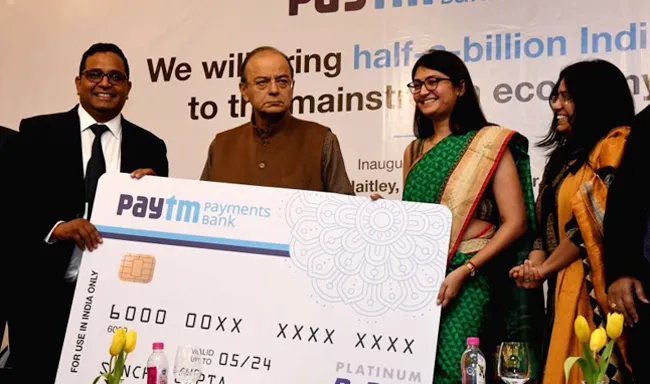 Arun Jaitley launches Paytm Payments Bank - Sakshi