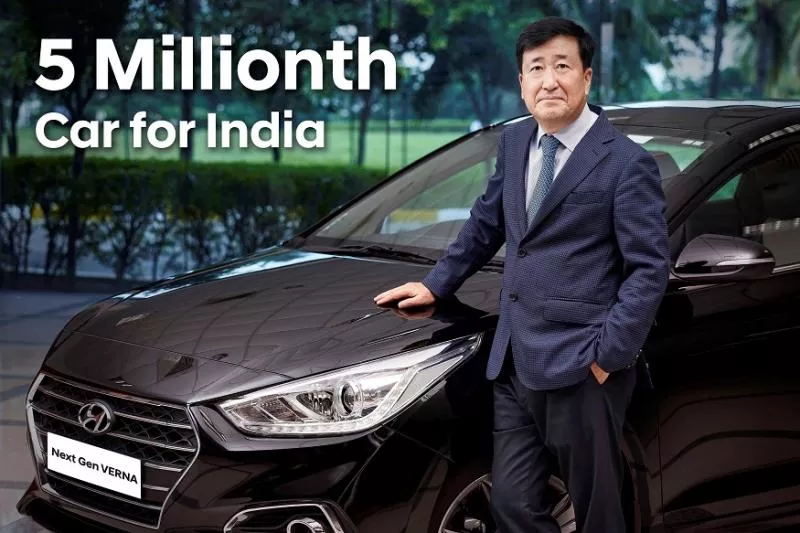 Hyundai rolls out 5 millionth car, a Verna - Sakshi