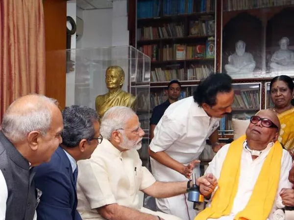 PM Modi Meet Karunanidhi - Sakshi