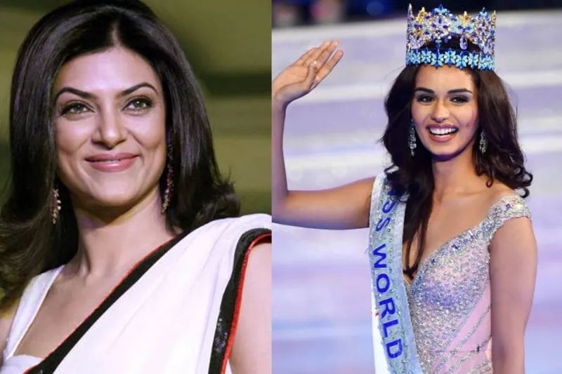 manushi chhillar and sushmita sen meet in flight - Sakshi