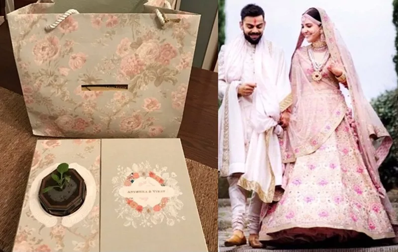 Virat Kohli and Anushka Sharma go green for their special reception invitation - Sakshi