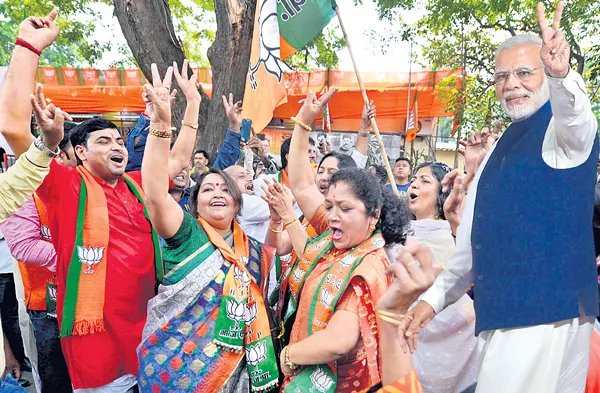 BJP Wins Gujarat But Short Of Century, Sweeps Himachal - Sakshi