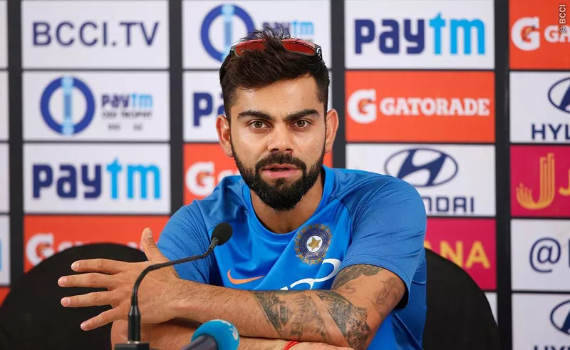 Virat Kohli, Ravi Shastri address the media in Mumbai - Sakshi