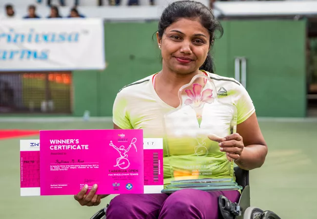 prathima rao gets aitc first rank in wheelchair tennis - Sakshi