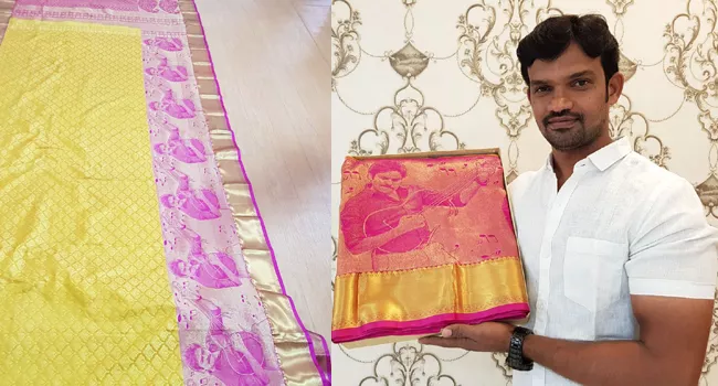 pawankalyan image on silk saree - Sakshi