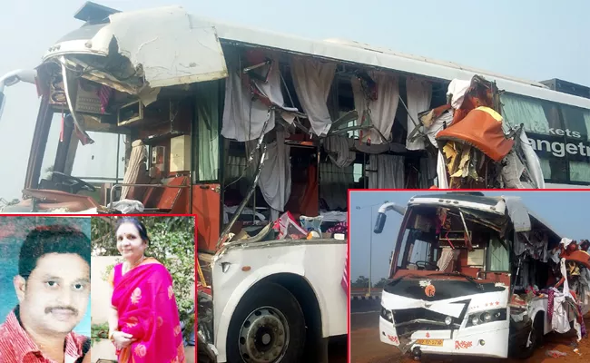 Orange Travels Bus Hits Lorry, 3 Dead - Sakshi