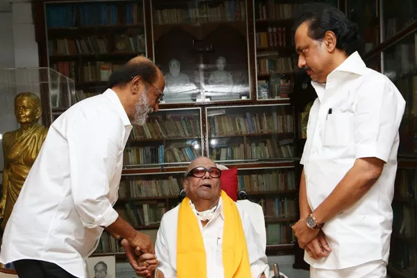 Stalin on Rajinikanth Met Karunanidhi - Sakshi