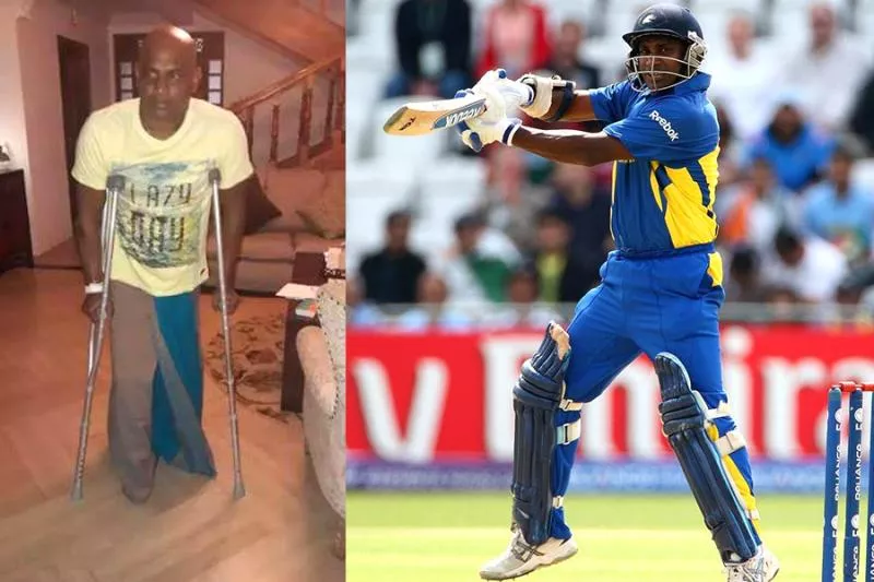 Sri Lankan Legend Sanath Jayasuria Unable to Walk Without Crutches - Sakshi