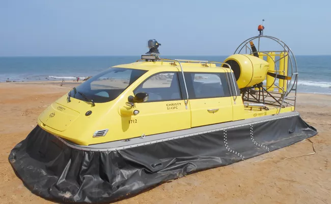 hovercrafts trial runs in ramakrishna beach - Sakshi