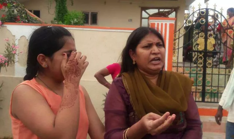 Wife Protest in Front of Husband House in krishna district - Sakshi