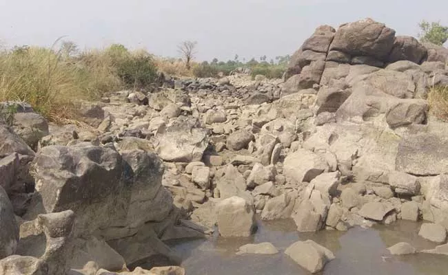 no water in godavari river at jannaram - Sakshi