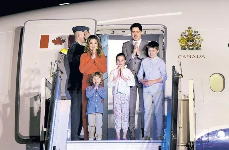  Canadian PM Justin Trudeau Reaches India On A "Busy Visit" - Sakshi