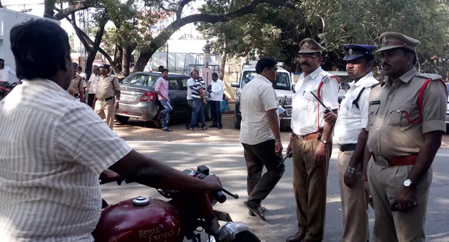 police stops karem shivaji in cpo Conference hall - Sakshi