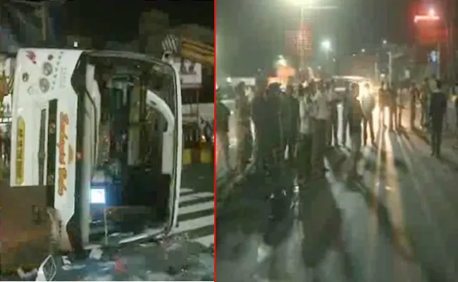 private travel bus accident in visakhapatnam - Sakshi