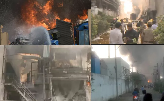 fire accident at chemical godown in hyderabad - Sakshi