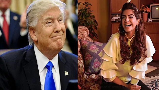 Donald Trump an 'imbecile' says sonam kapoor - Sakshi