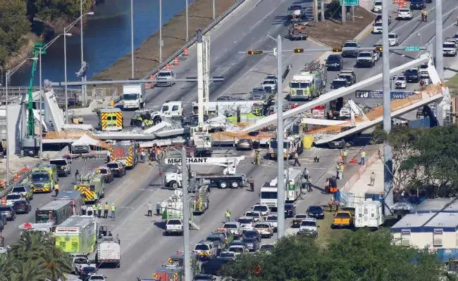 New Pedestrian Bridge Collapses kills 4 Near Miami - Sakshi