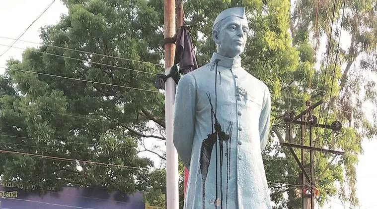 Black Ink Thrown at Nehru Statue in West Bengal's Katwa - Sakshi