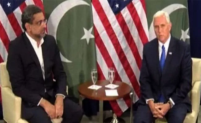 Pak Pm Abbasi Met Mike Pence - Sakshi