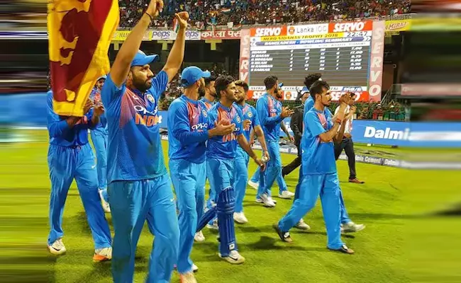 Rohit Sharma Waves Sri Lankan Flag  - Sakshi