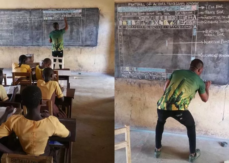 Ghana Teacher Explains Microsoft Word On Blackboard, Goes Viral - Sakshi